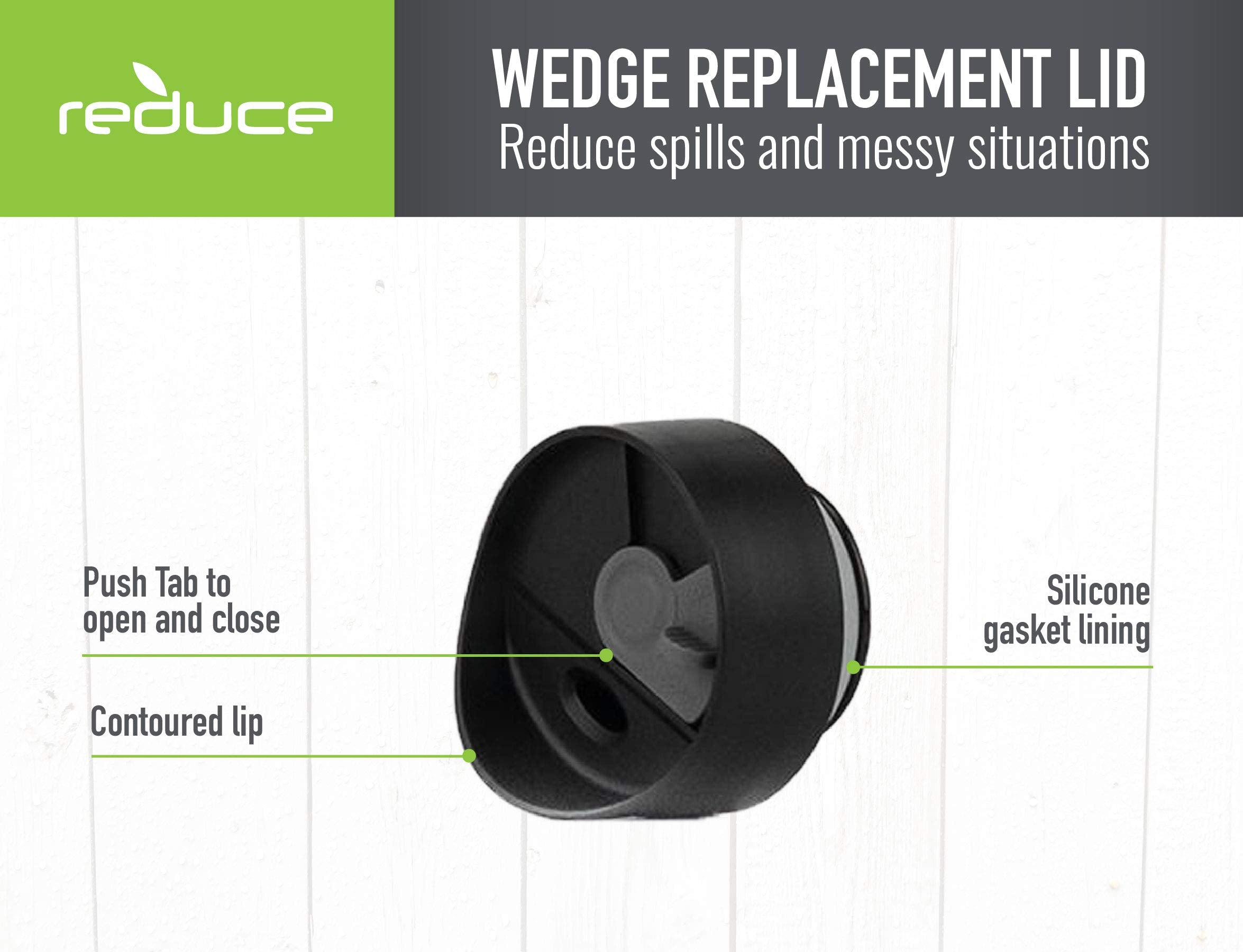 Reduce Wedge Tumbler Lid Replacement, Pack Of 2 Lids - Black With Grey, Leak Proof - Ideal For On The Go Drinking - Fits 17Oz Re